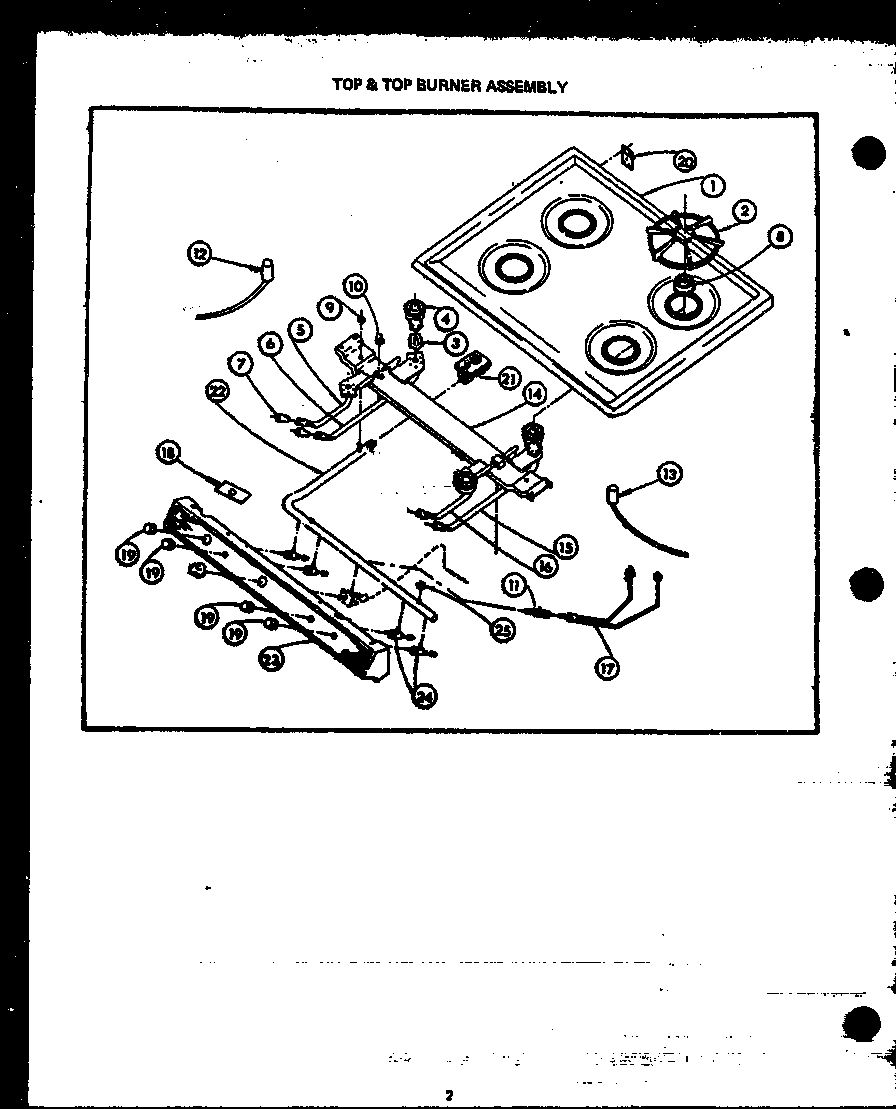 Caloric RMA339 top & top burner assembly diagram