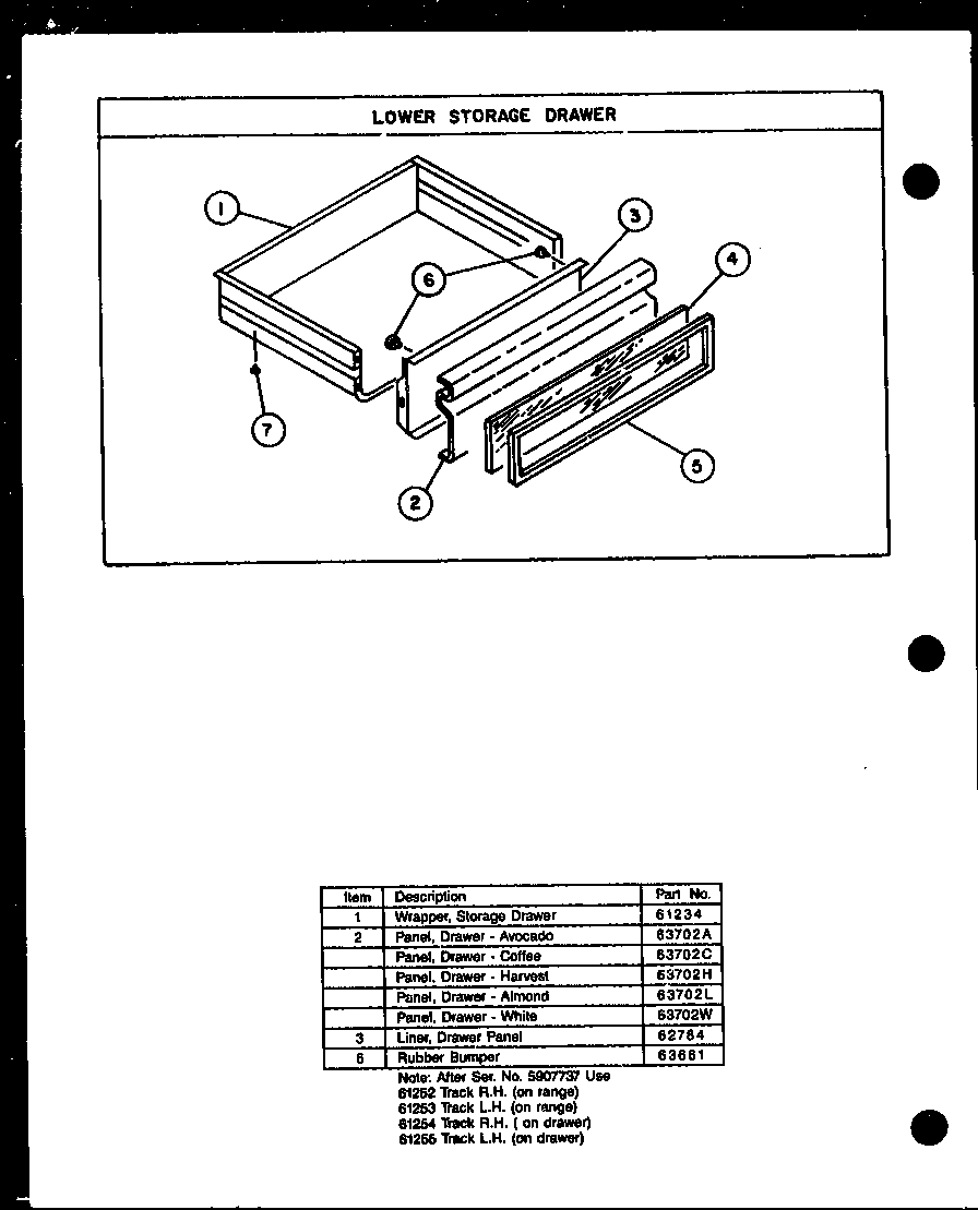 Amana SAK26TC lower storage drawer diagram