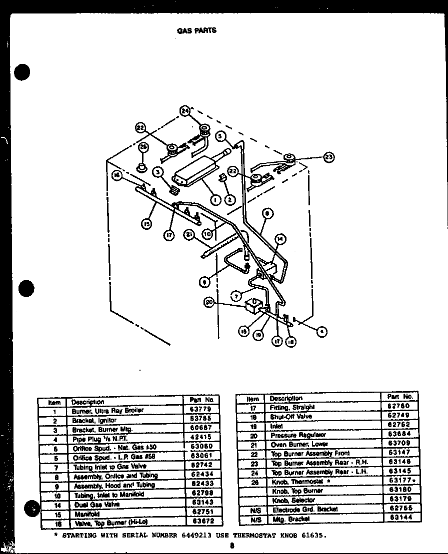 Amana SAK26TC gas parts diagram