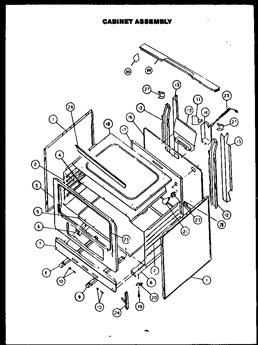 Caloric RLT-305 cabinet assembly diagram