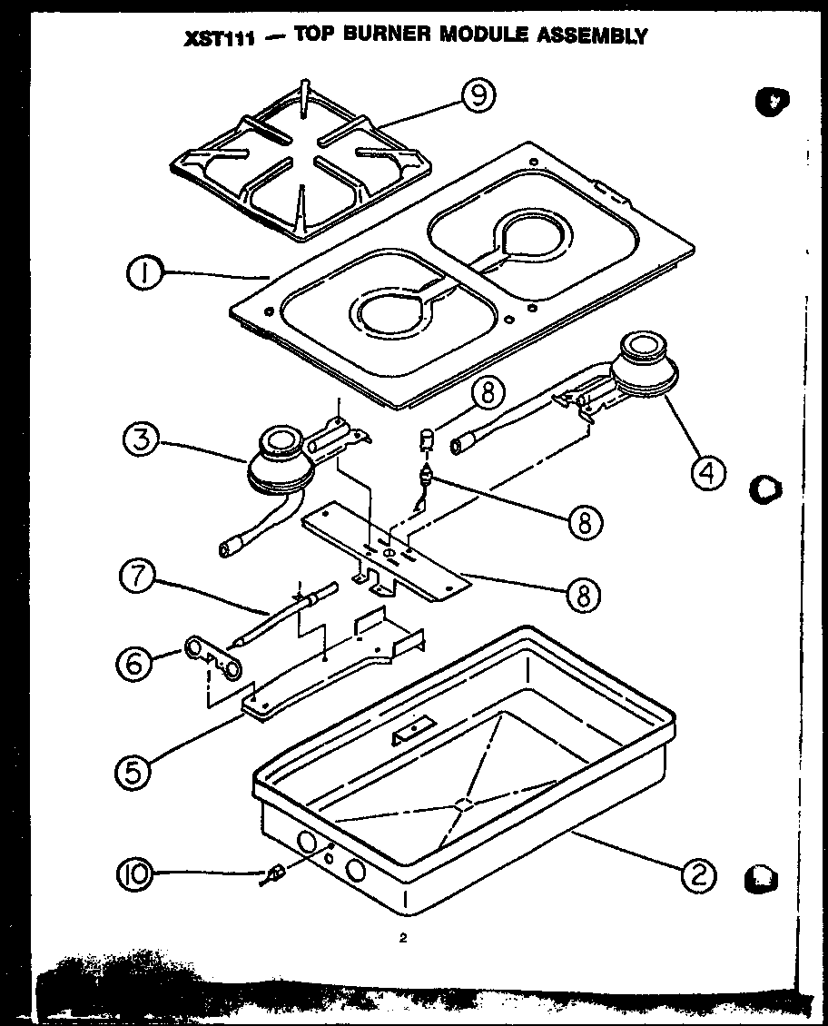 Modern Maid PHU185NWW top burner module assembly diagram