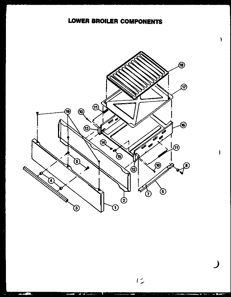Caloric RLS359-OF lower broiler components                       ts diagram