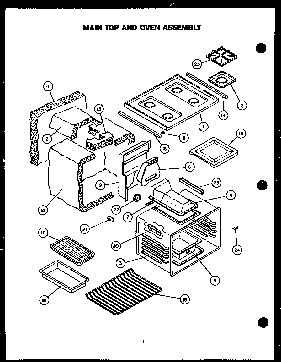 Caloric RHT365 main top and oven assembly diagram