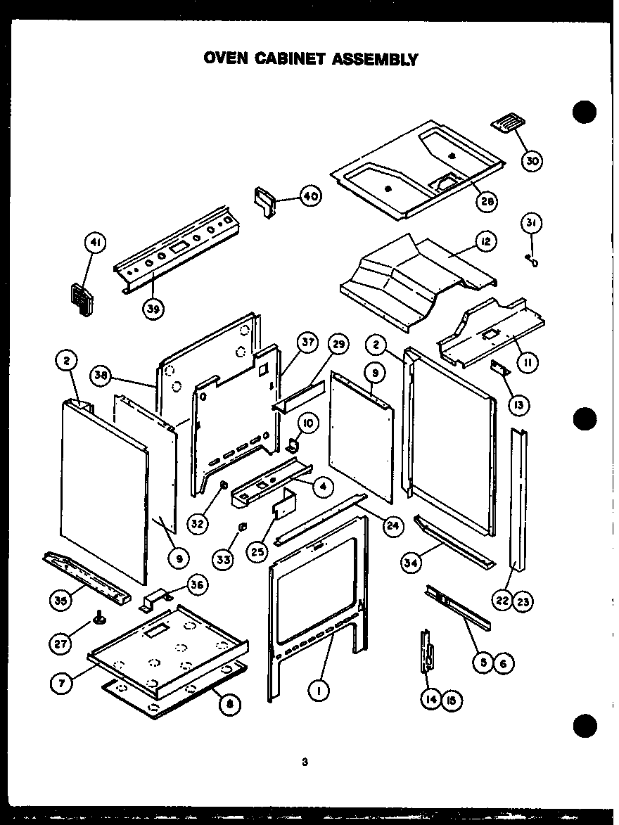 Caloric RHT365 oven cabinet assembly diagram