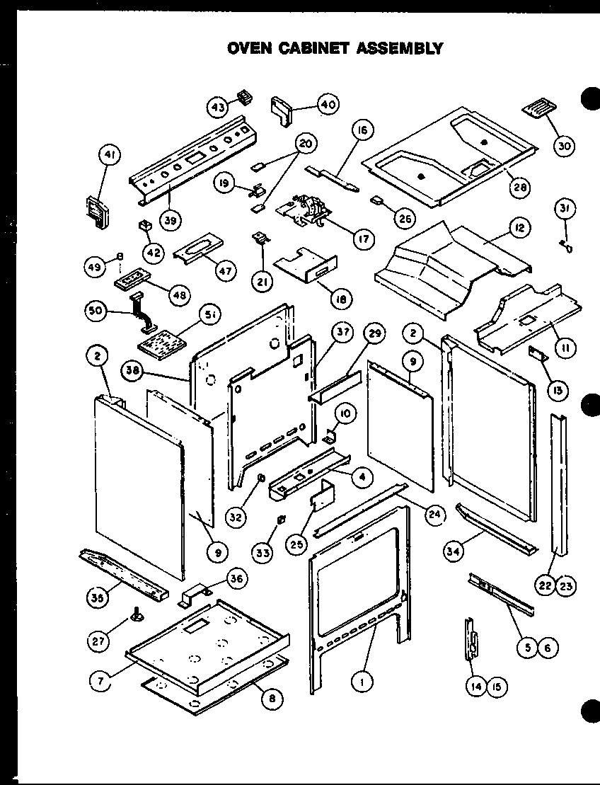 Caloric RST387 oven cabinet assembly diagram