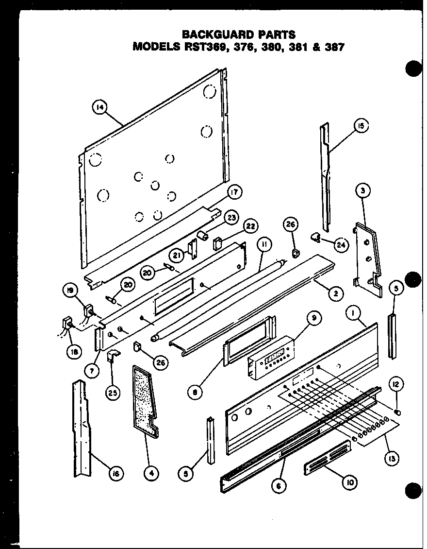 Caloric RST387 backguard parts (rst369) (rst376) (rst380) (rst381) (rst387) diagram