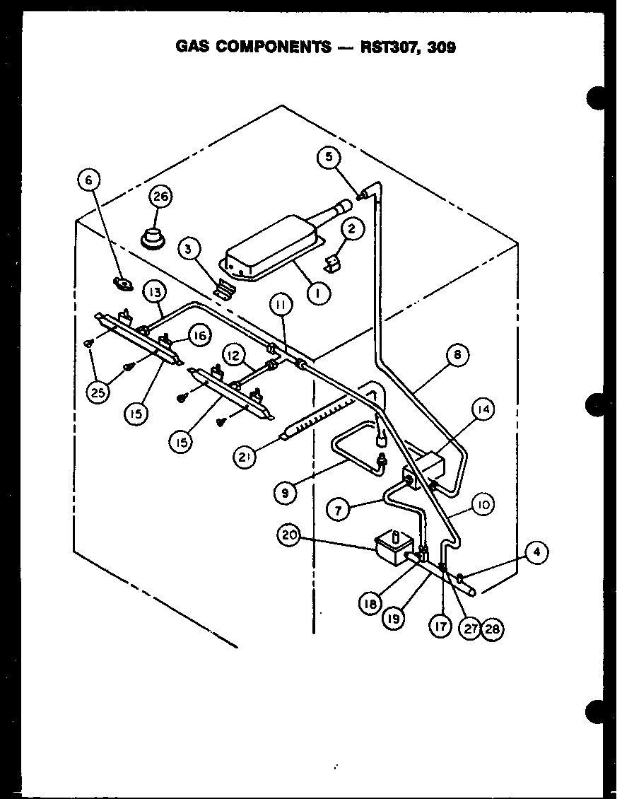 Caloric RST387 gas components (rst307) (rst309) diagram