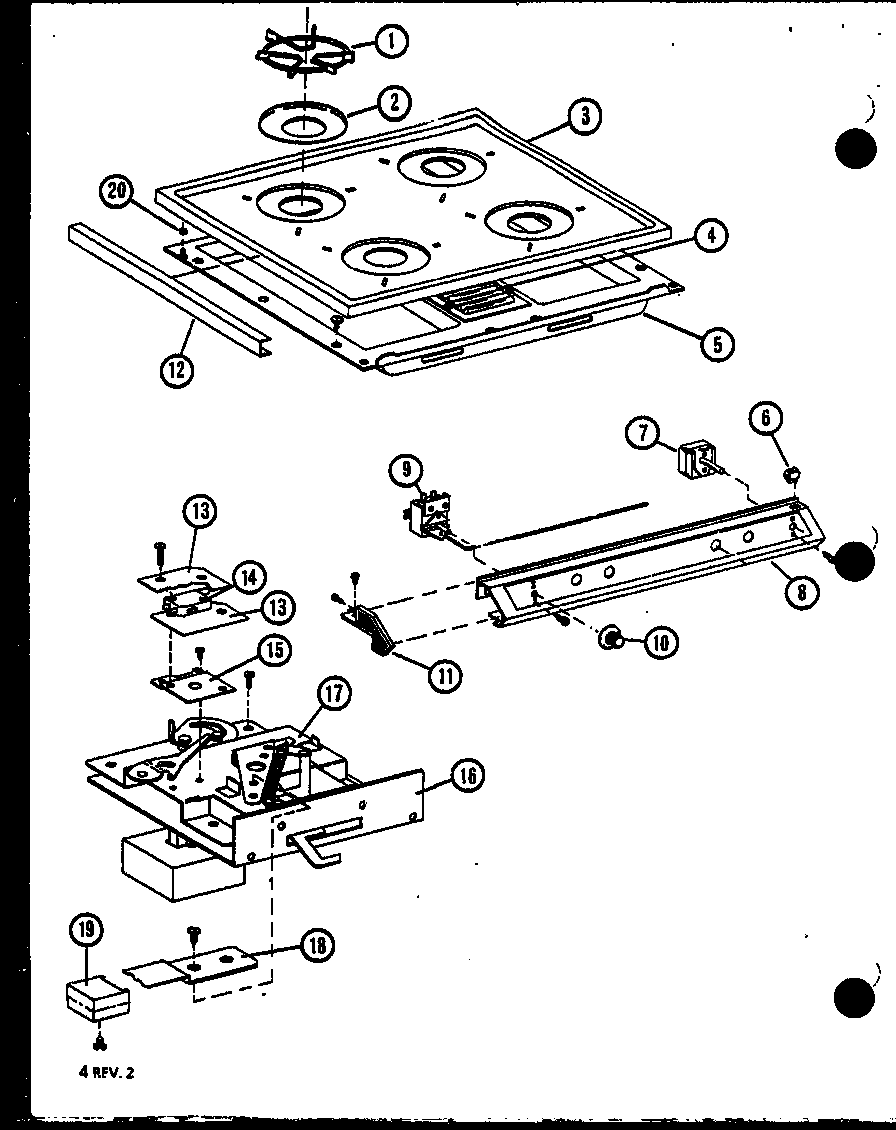 Amana AGC710-P8587804S door latch/ maintop and control diagram
