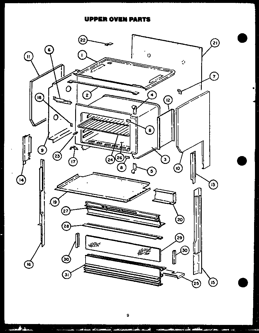 Caloric RST399UL upper oven parts diagram