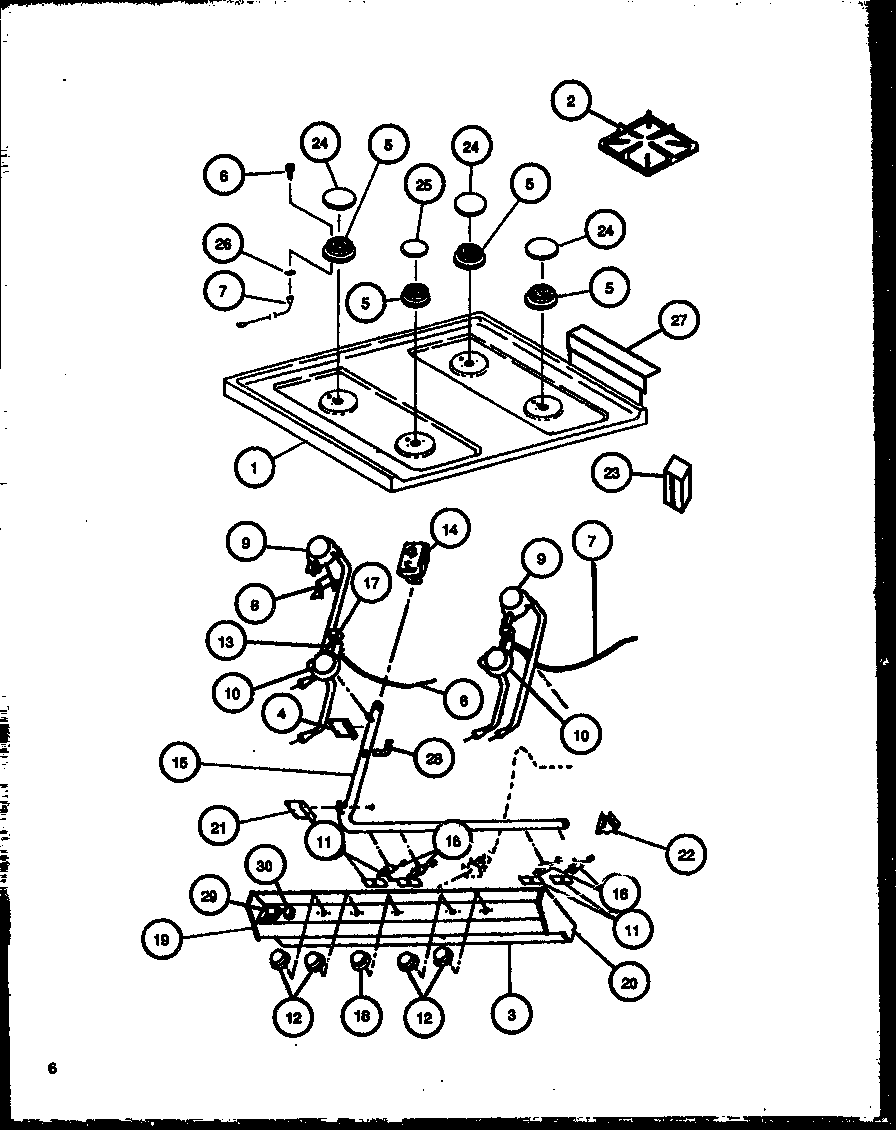 Caloric RMT365UW-P1136240NW cooktop diagram
