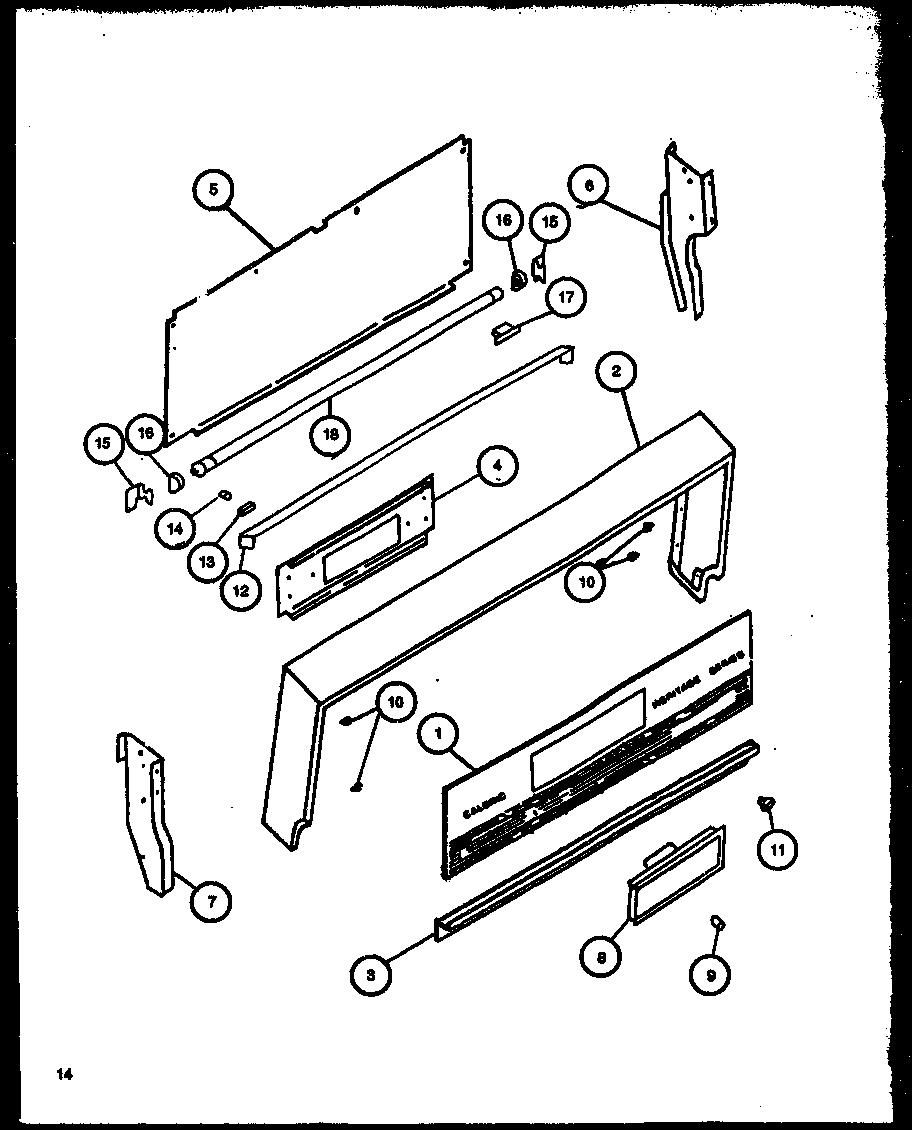 Caloric RMT365UW-P1136240NW control panel diagram