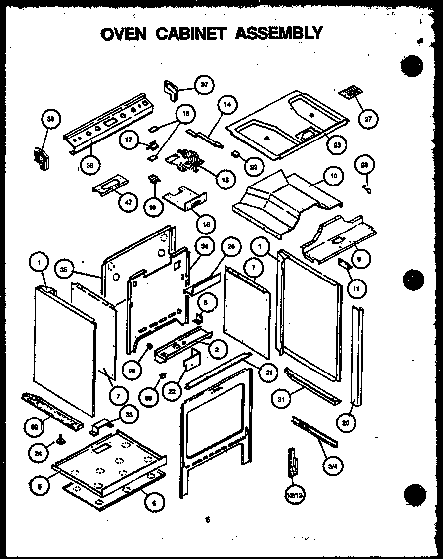Amana AGS741W-P1155901S oven cabinet assembly diagram
