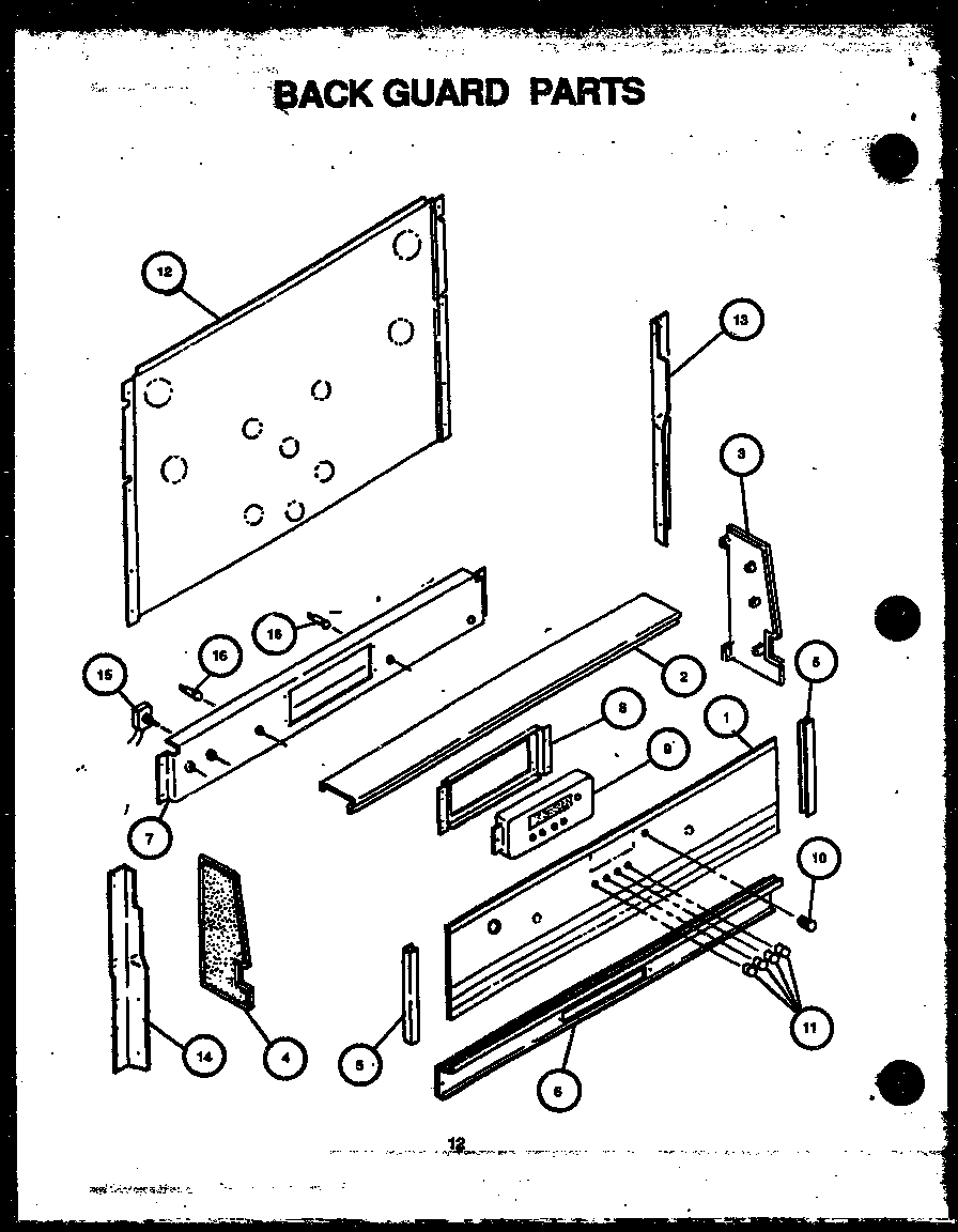 Amana AGS741W-P1155901S back guard parts diagram