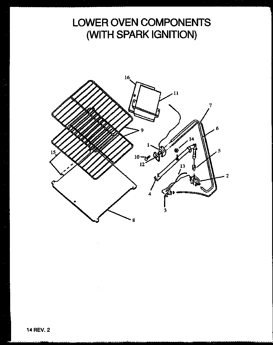 Caloric RBK26AAW-P1142345NW lower oven components (w/ spark ignition) (rbk22aal/p1142355nl) (rbk22aaw/p1142355nw) (rbk24aal/p1142356nl) (rbk24aaw/p1142356nw) (rbk26aaw/p1142334nw) (rbk26aal/p1142334nl) (rbk26aal/p1142345nl) (rbk26aaw/p1142345nw) (rbk26cbl/p1142336nl) (rbk26cbw/p1142 diagram