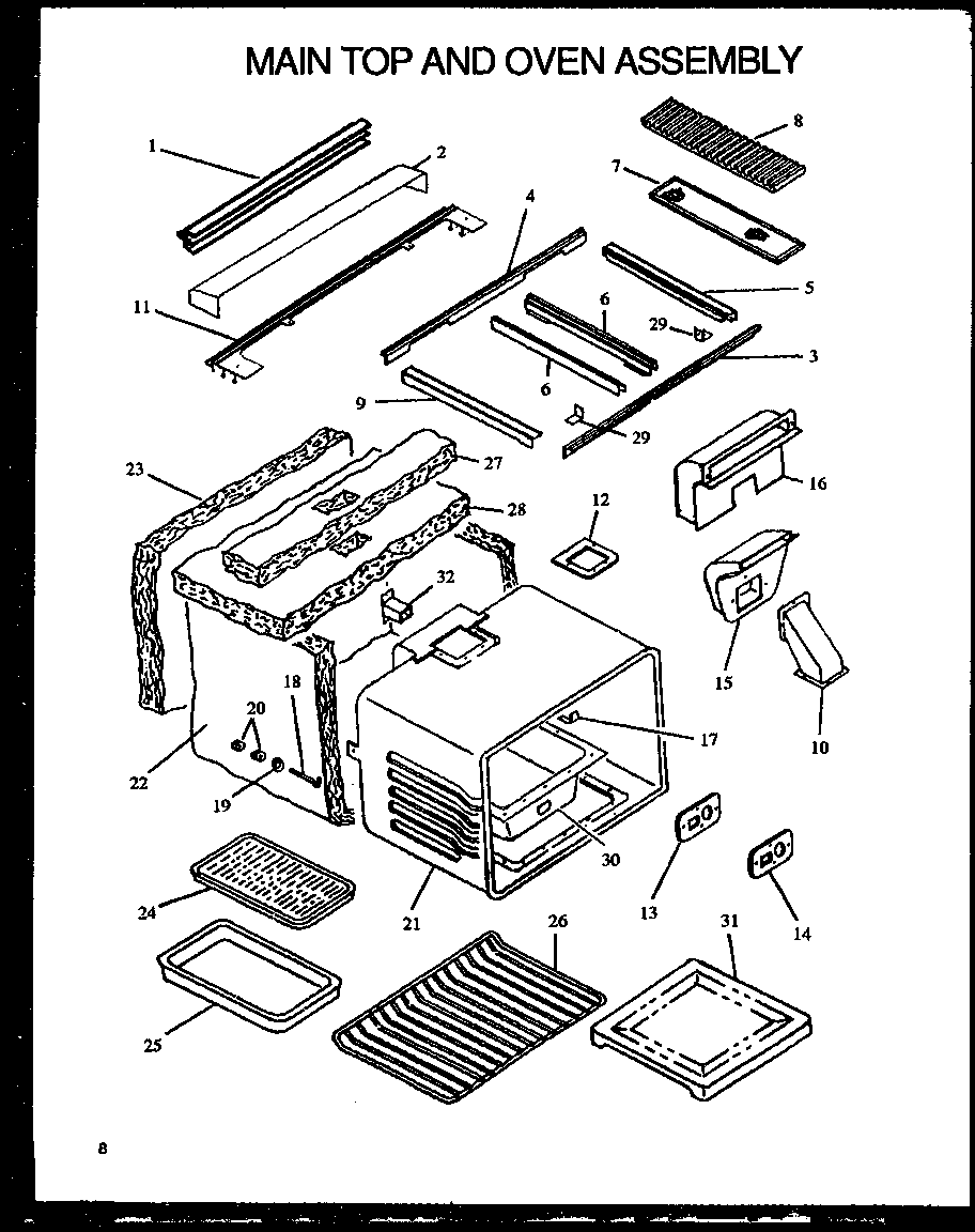 Modern Maid PHU186NWW/P1131811N main top and oven assembly (phu186nb/p1131810n) (phu186nww/p1131811n) diagram