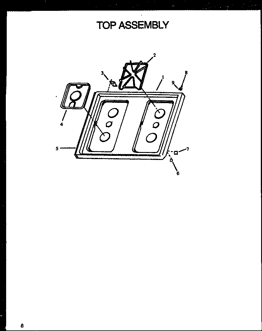 Caloric RLS399 cooktop assembly diagram