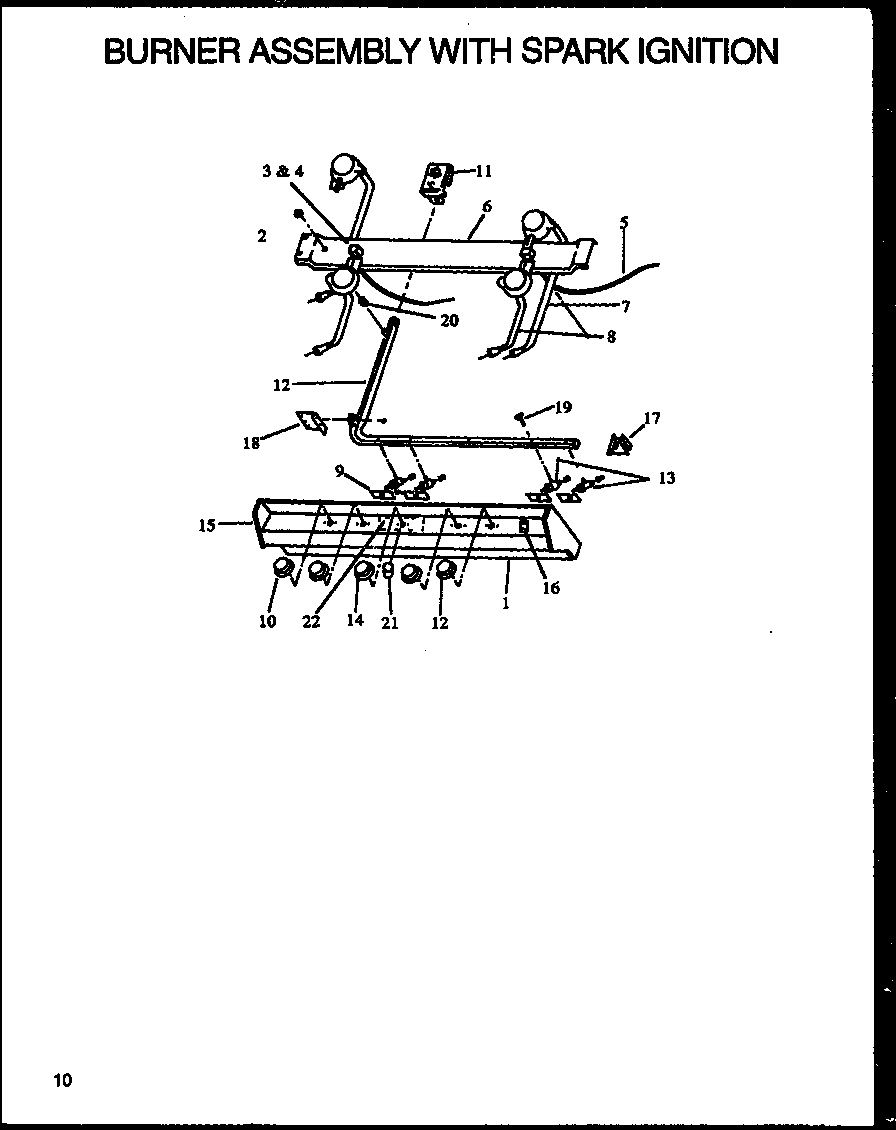 Caloric RLS399 burner assembly with spark ignition diagram