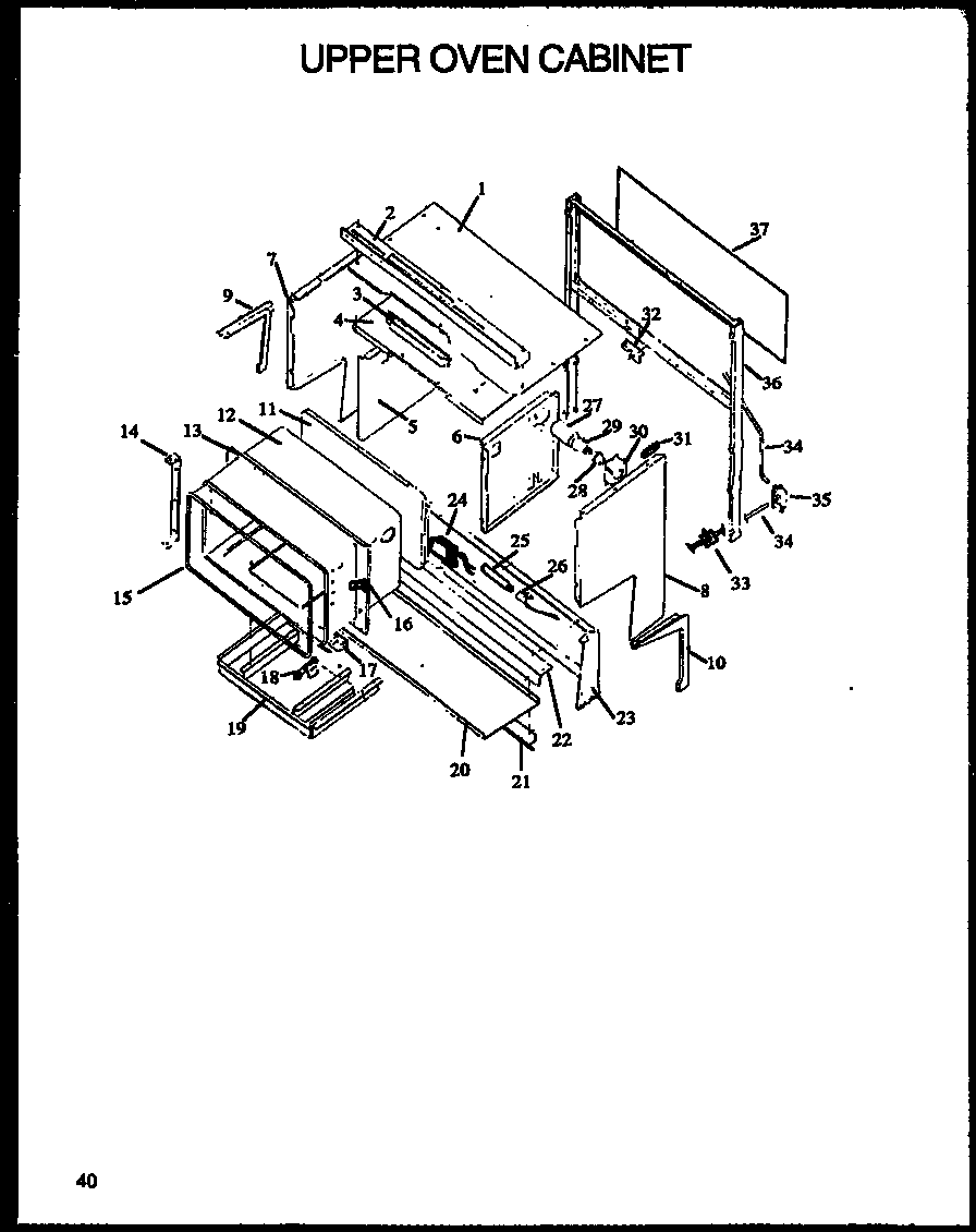 Caloric RLS399 upper oven cabinet diagram