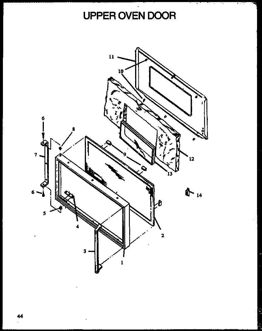Caloric RLS399 upper oven door diagram