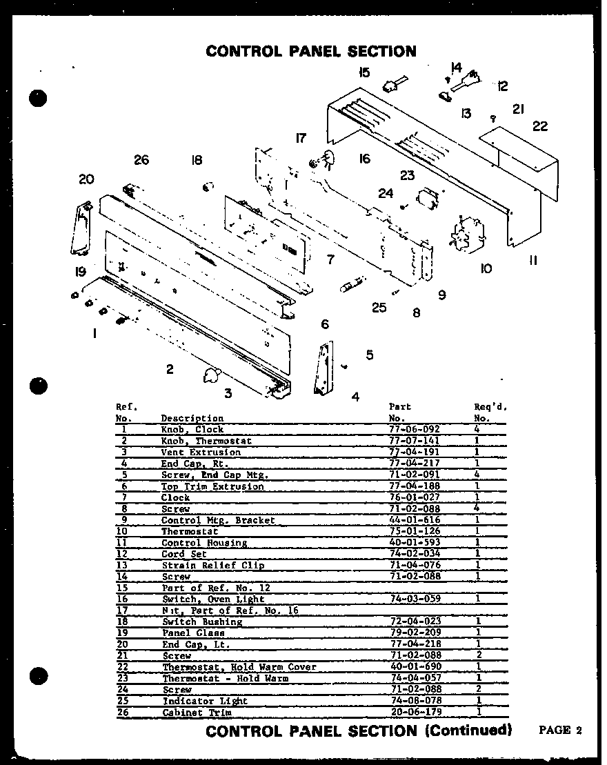 Modern Maid QKO-661C controls diagram