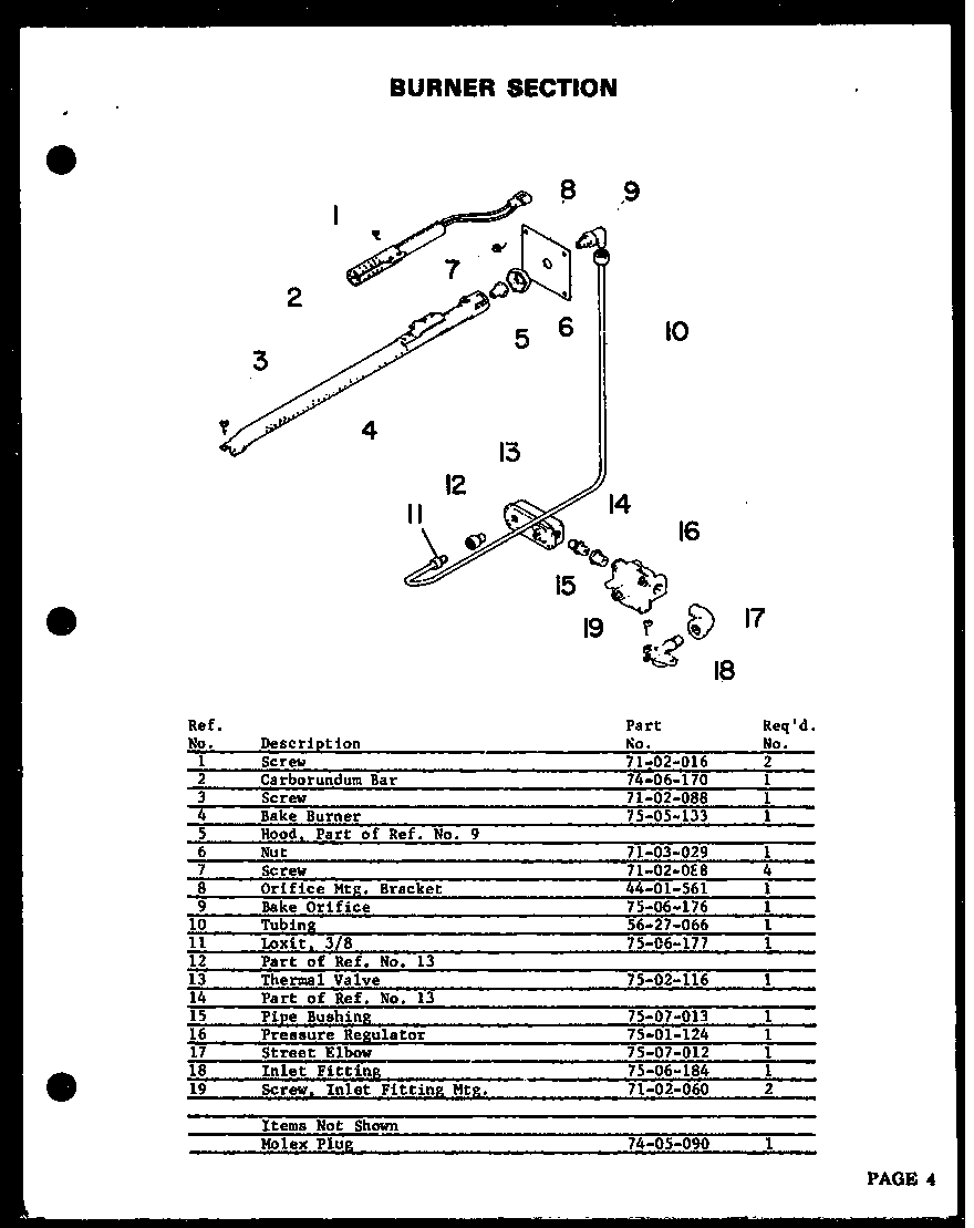 Modern Maid QKO-661C burner section diagram