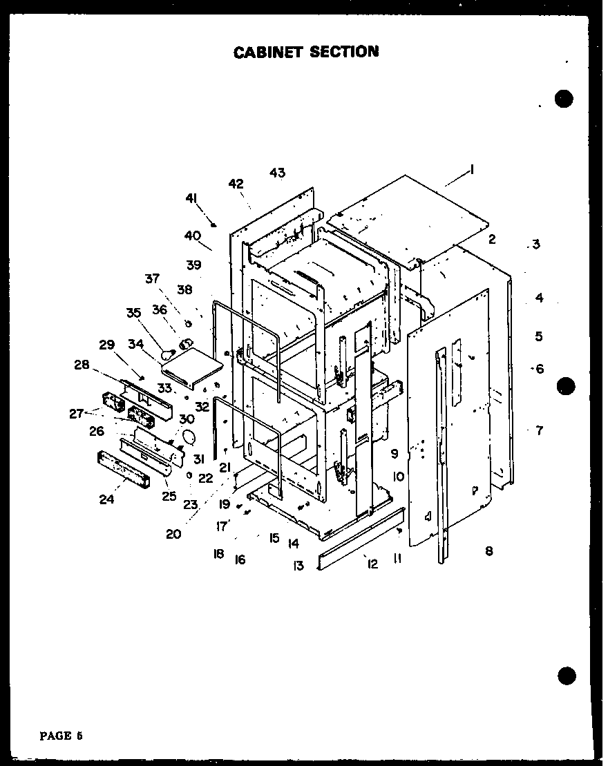 Modern Maid QKO-661C cabinet section diagram