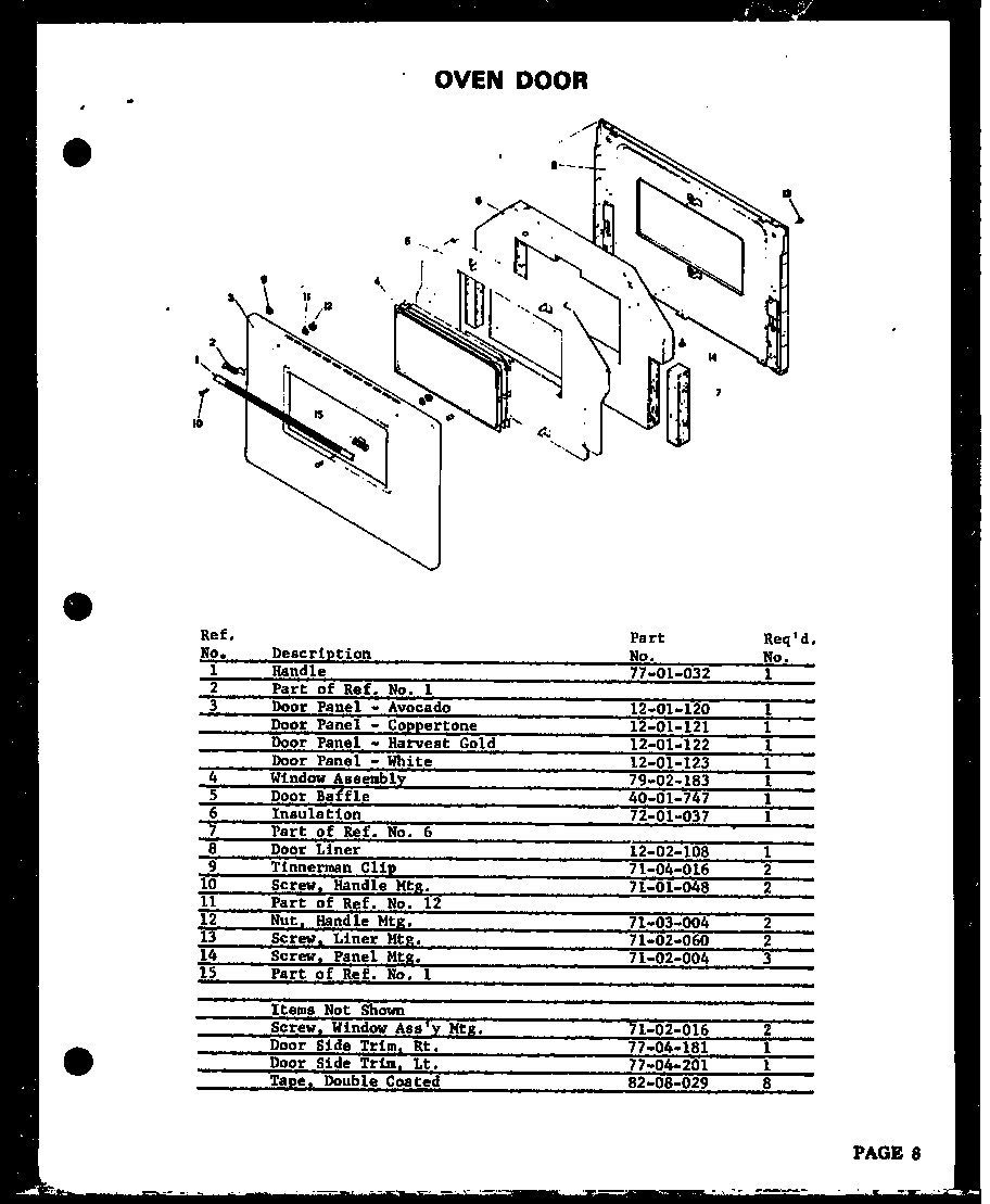 Modern Maid QKO-661C oven door diagram