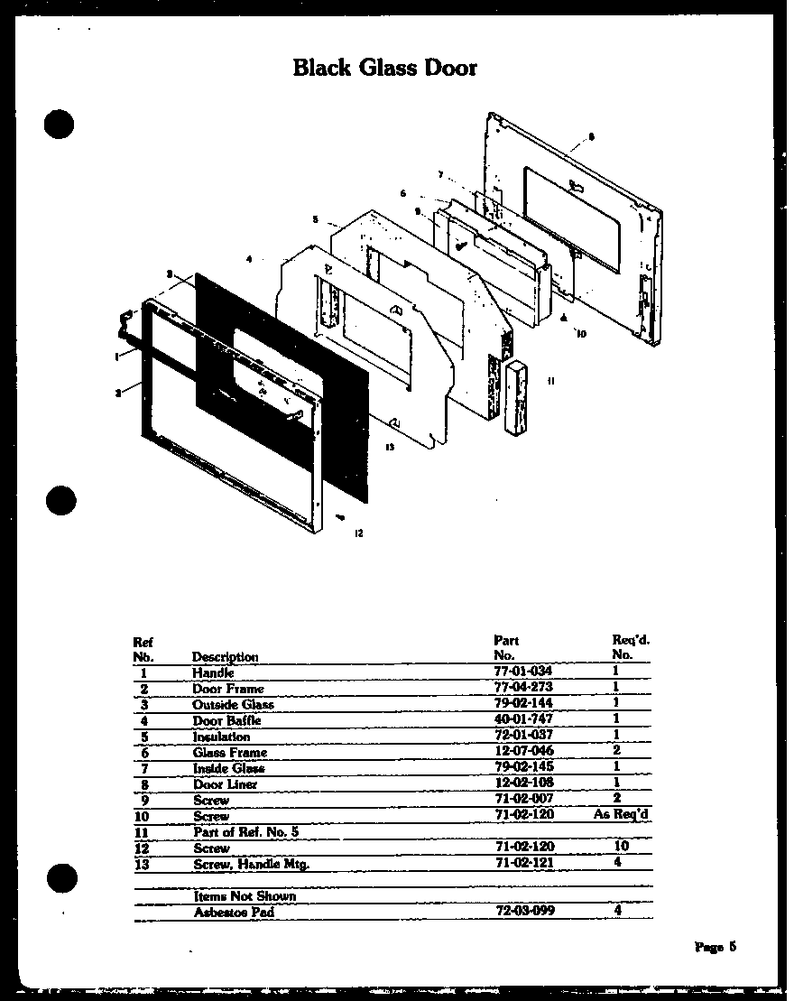 Modern Maid QKO-751A black glass door diagram