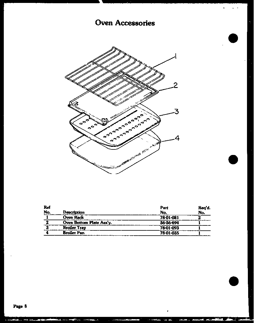Modern Maid QKO-751A oven accessories diagram