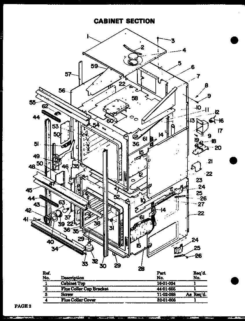 Modern Maid QDO-695F cabinet section diagram
