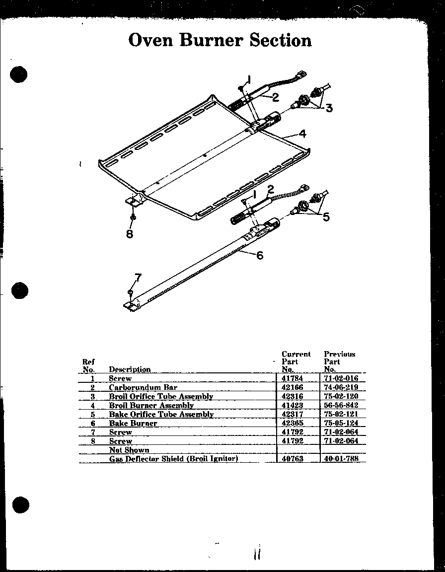 Modern Maid LKI721 oven burner section (lki721) (dki721) diagram