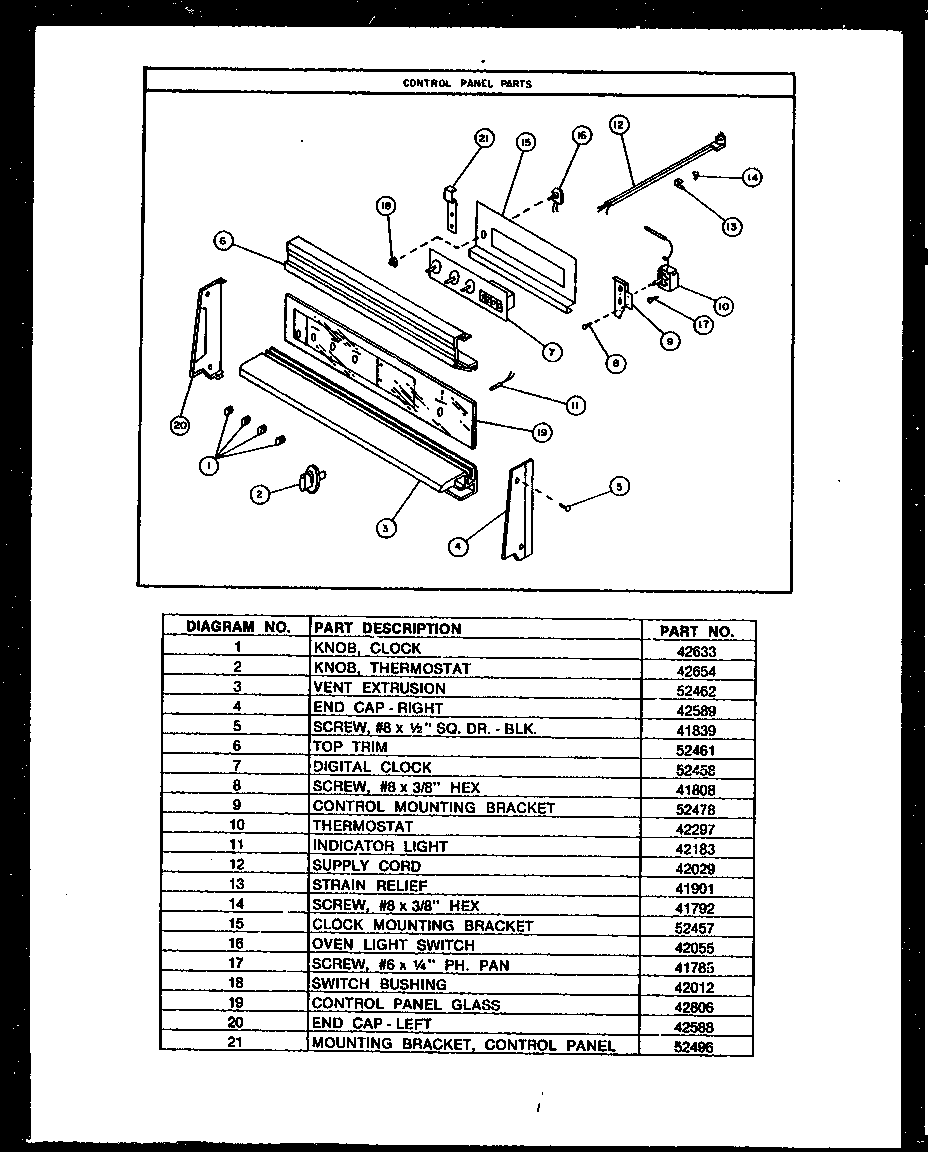 Modern Maid PKO151 controls diagram