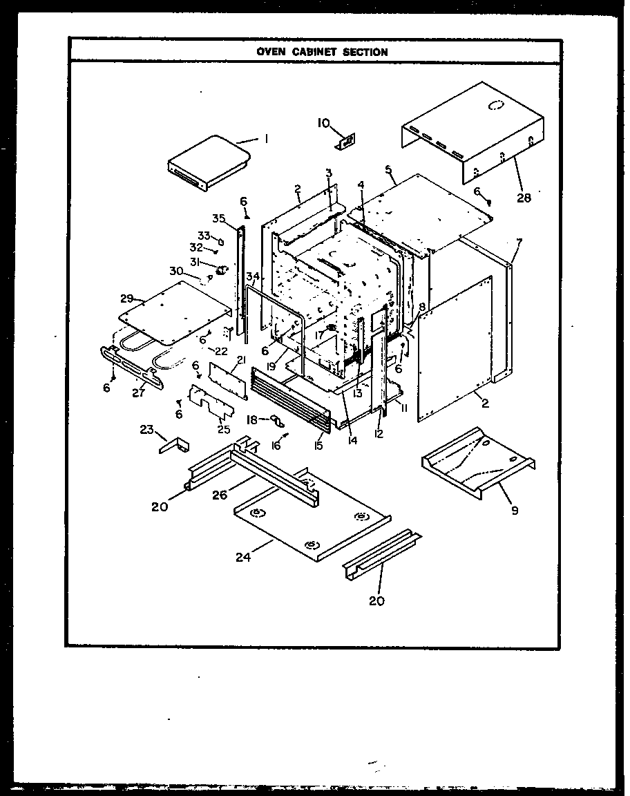 Modern Maid PKO151 oven cabinet section diagram