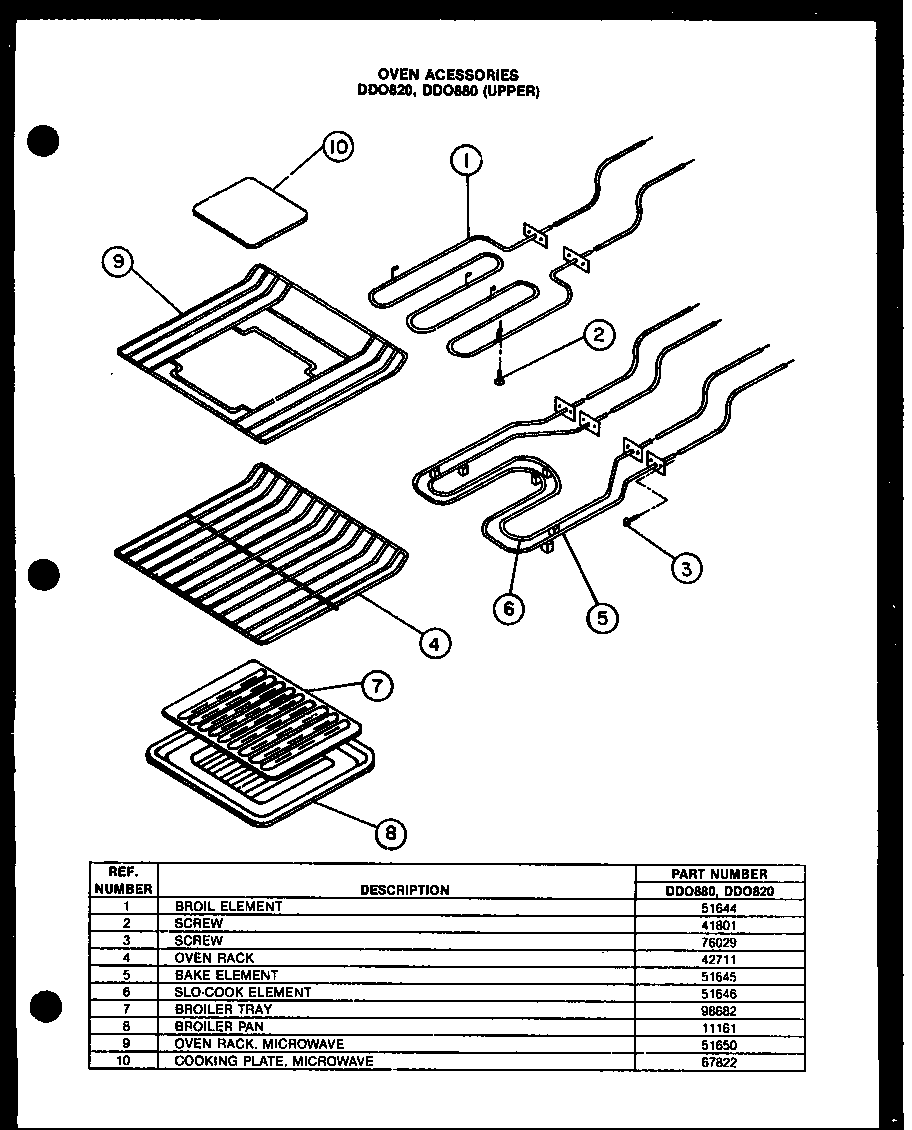 Modern Maid DD0880 oven acessories diagram