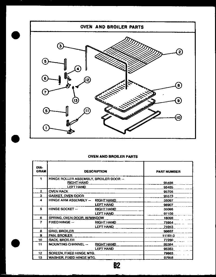 Modern Maid DGO757 oven and broiler parts diagram
