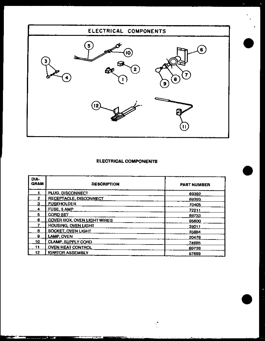 Modern Maid DGO757 electrical components diagram