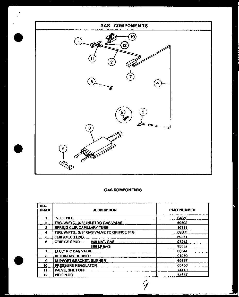 Modern Maid DGO757 gas components diagram