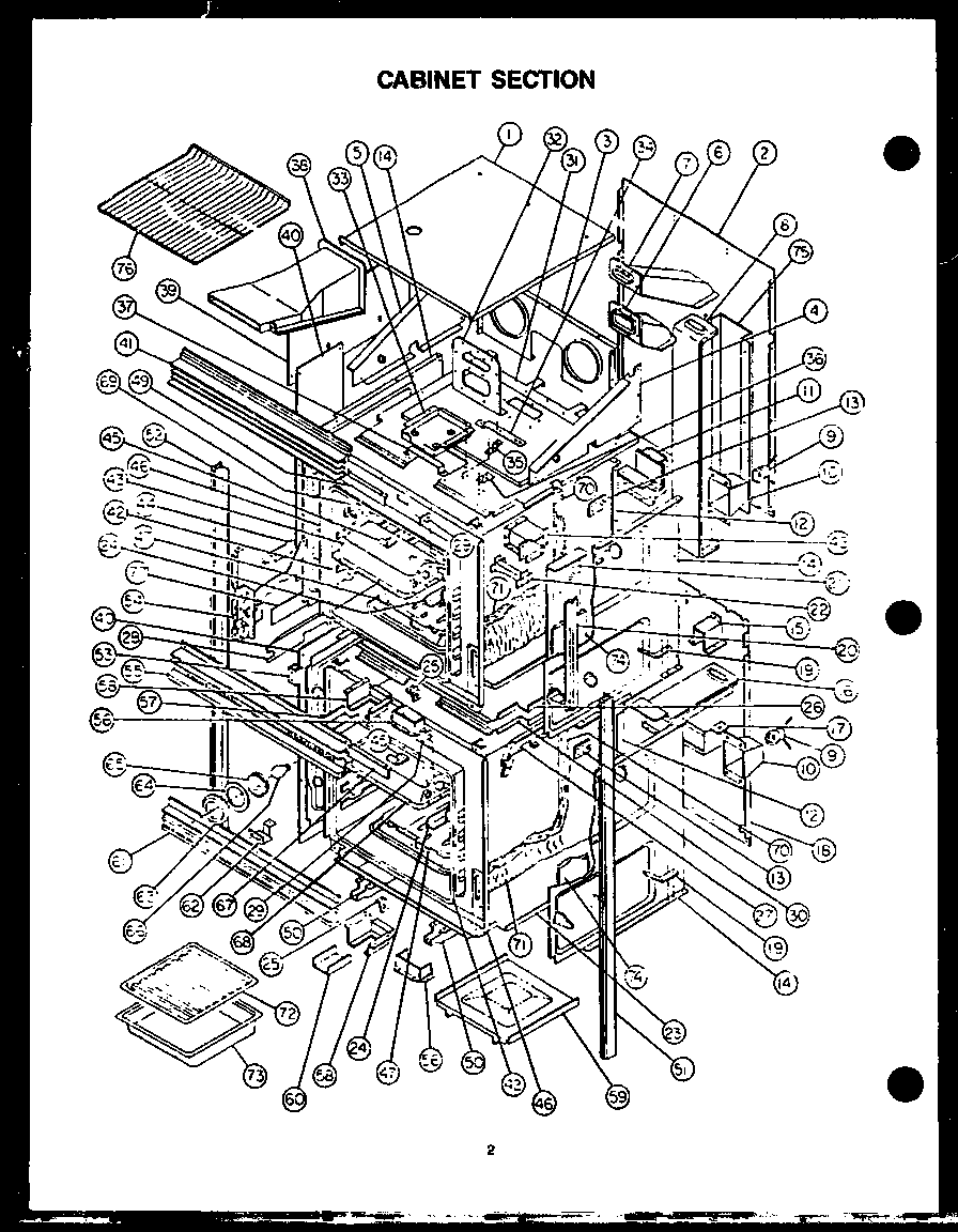 Caloric RYD249 cabinet section diagram
