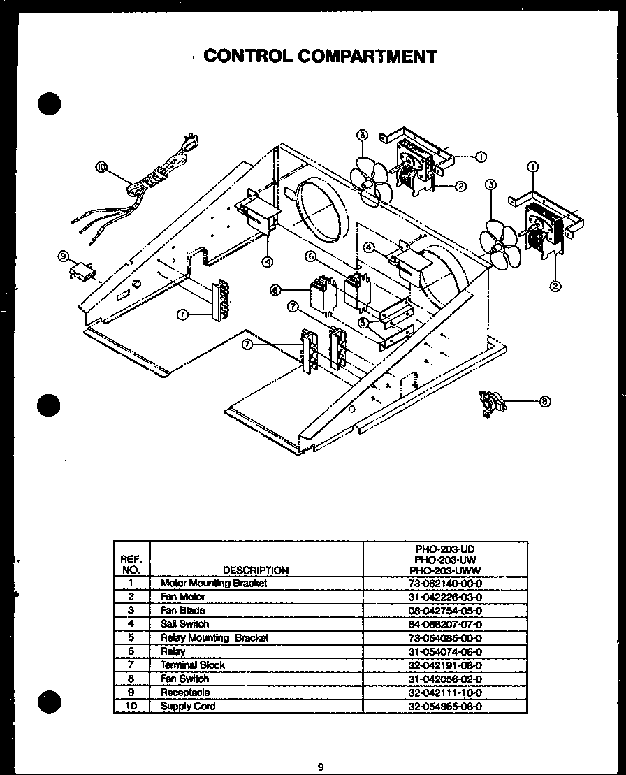 Modern Maid PHO-203-UW control compartment diagram