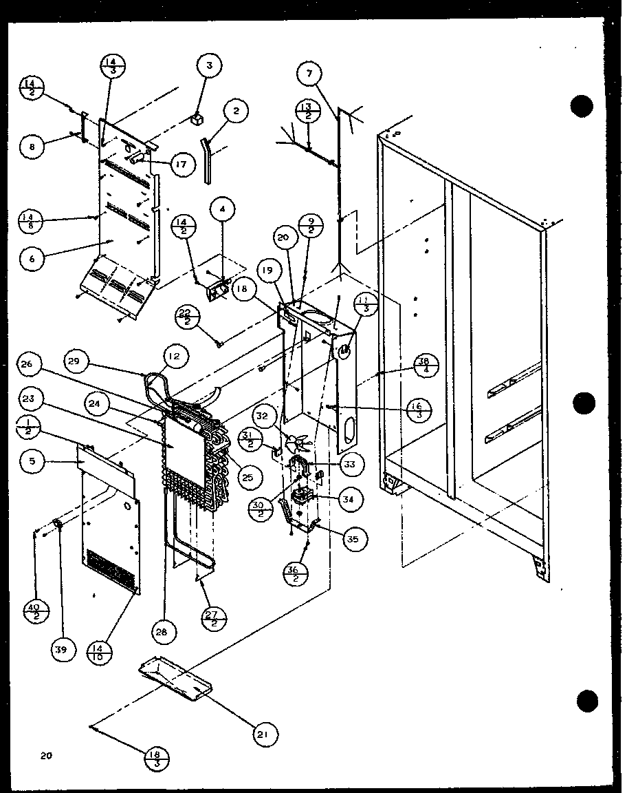 Amana SXDE25JB-P7870127W evaporator and air handling (sxde25j/p7870101w) (sxde25jp/p7870102w) (sxde25jb/p7870127w) (sxde25j/p7870128w) (sxde25jp/p7870129w) (sxde25jb/p7870130w) diagram