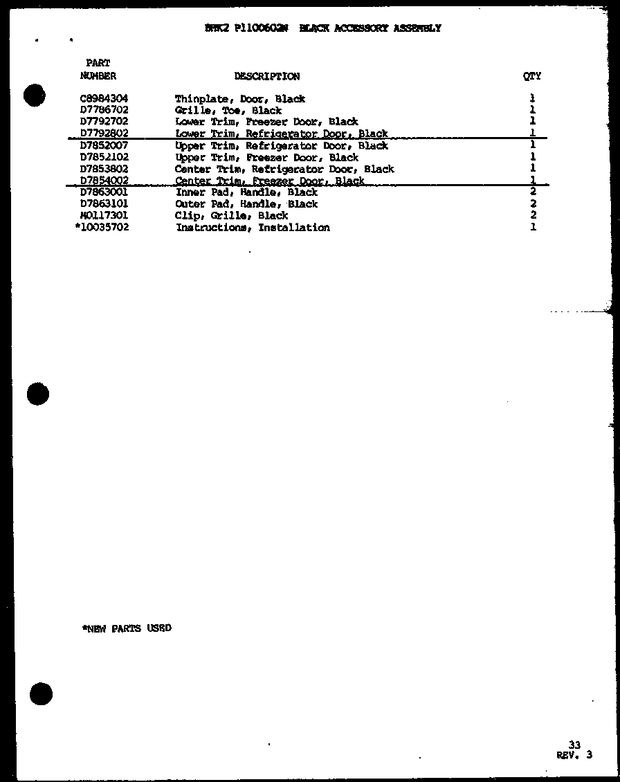 Amana SXDE25JB-P7870127W black accessory assembly (bhk2/p1100602w) diagram