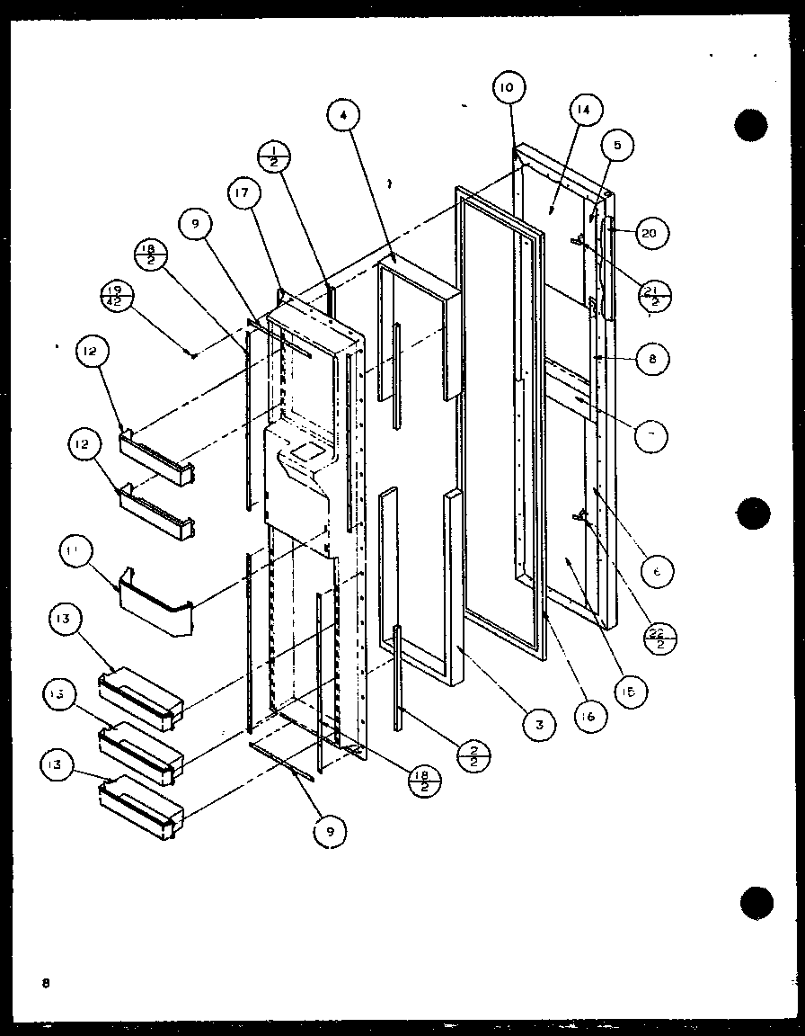 Amana SCD22J-P7870121W freezer door (scd19j/p7804506w) (scd19j/p7804508w) diagram