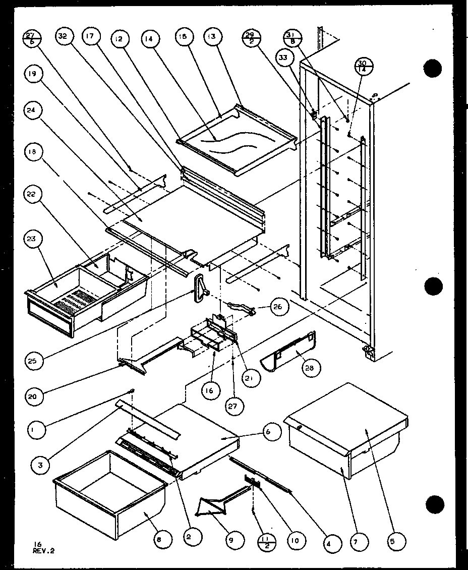 Amana SCD22J-P7870121W refrigerator shelving and drawers (scd19j/p7804506w) (scd19j/p7804508w) diagram