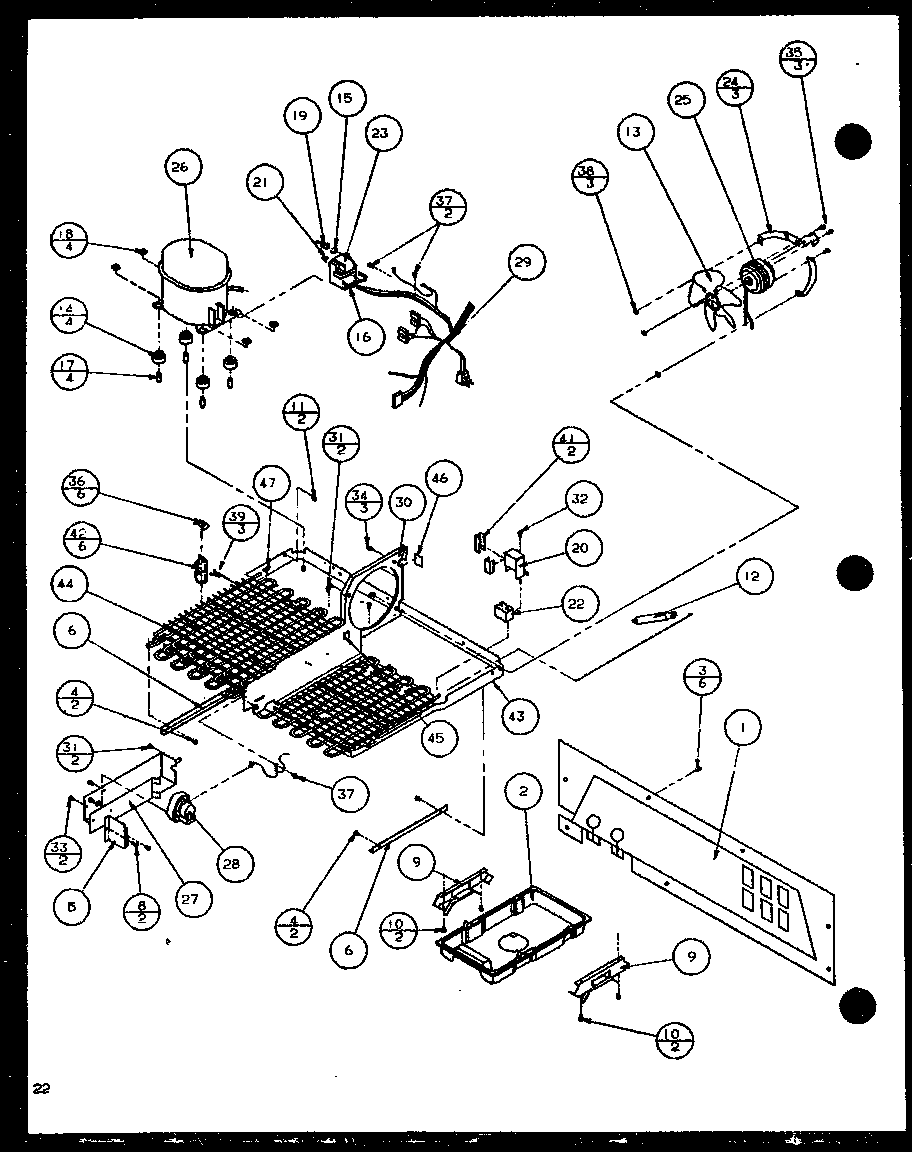 Amana SCD22J-P7870121W machine compartment (scd19j/p7804506w) (scd19j/p7804508w) diagram