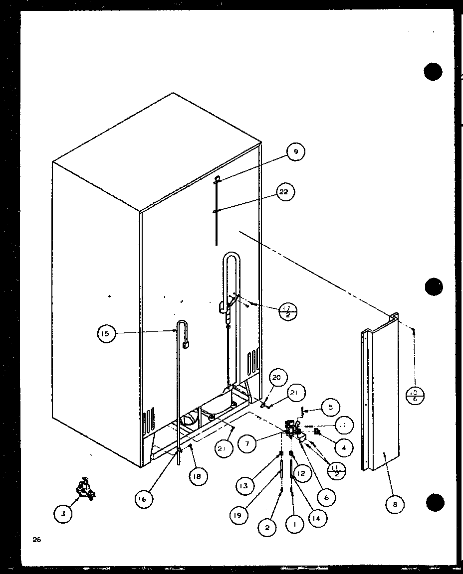 Amana SCD22J-P7870121W cabinet back (scd19j/p7804506w) (scd19j/p7804508w) diagram