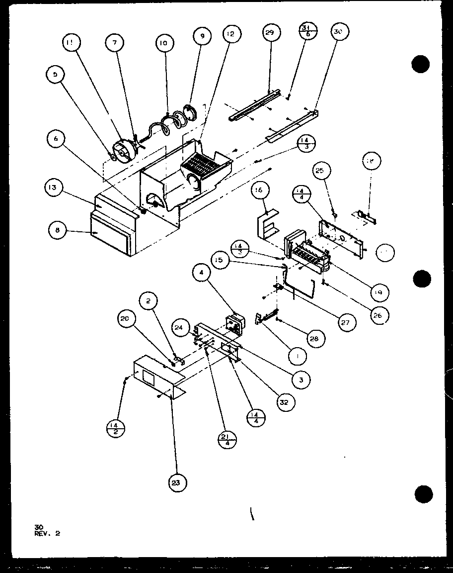 Amana SCD22J-P7870121W ice bucket and ice maker (scd19j/p7804506w) (scd19j/p7804508w) diagram