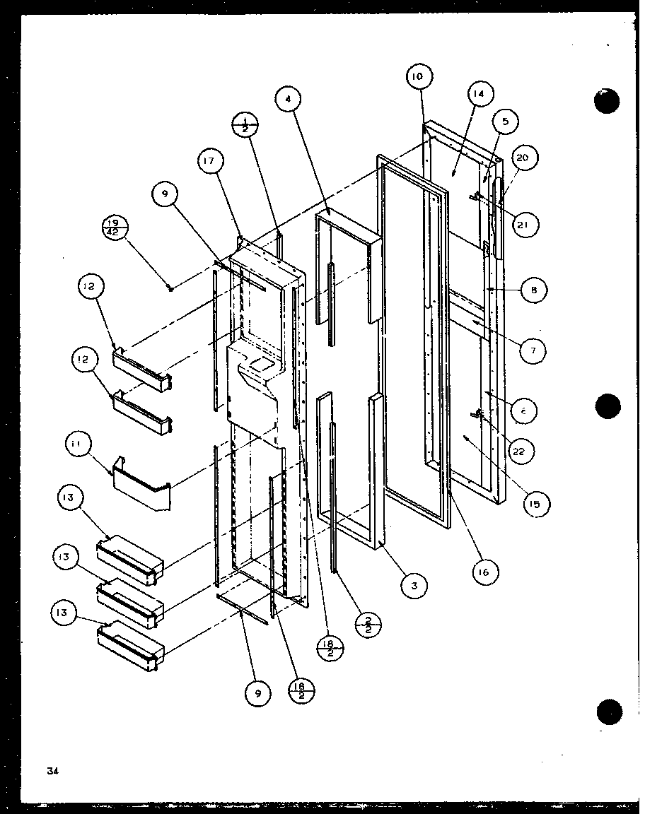 Amana SCD22J-P7870121W freezer door (scd22j/p7870121w) (scd22j/p1104021w) (scd22j/p1104022w) diagram