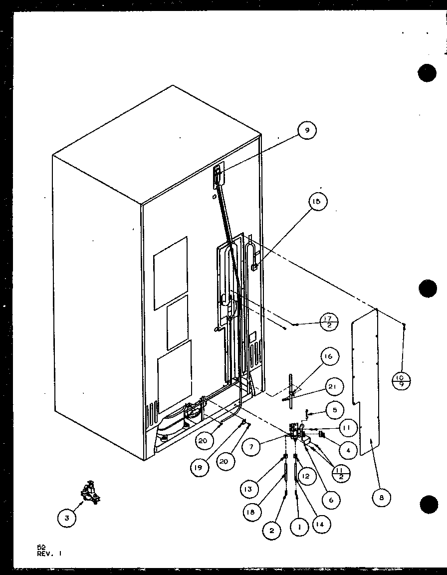 Amana SCD22J-P7870121W cabinet back (scd22j/p7870121w) (scd22j/p1104021w) (scd22j/p1104022w) diagram