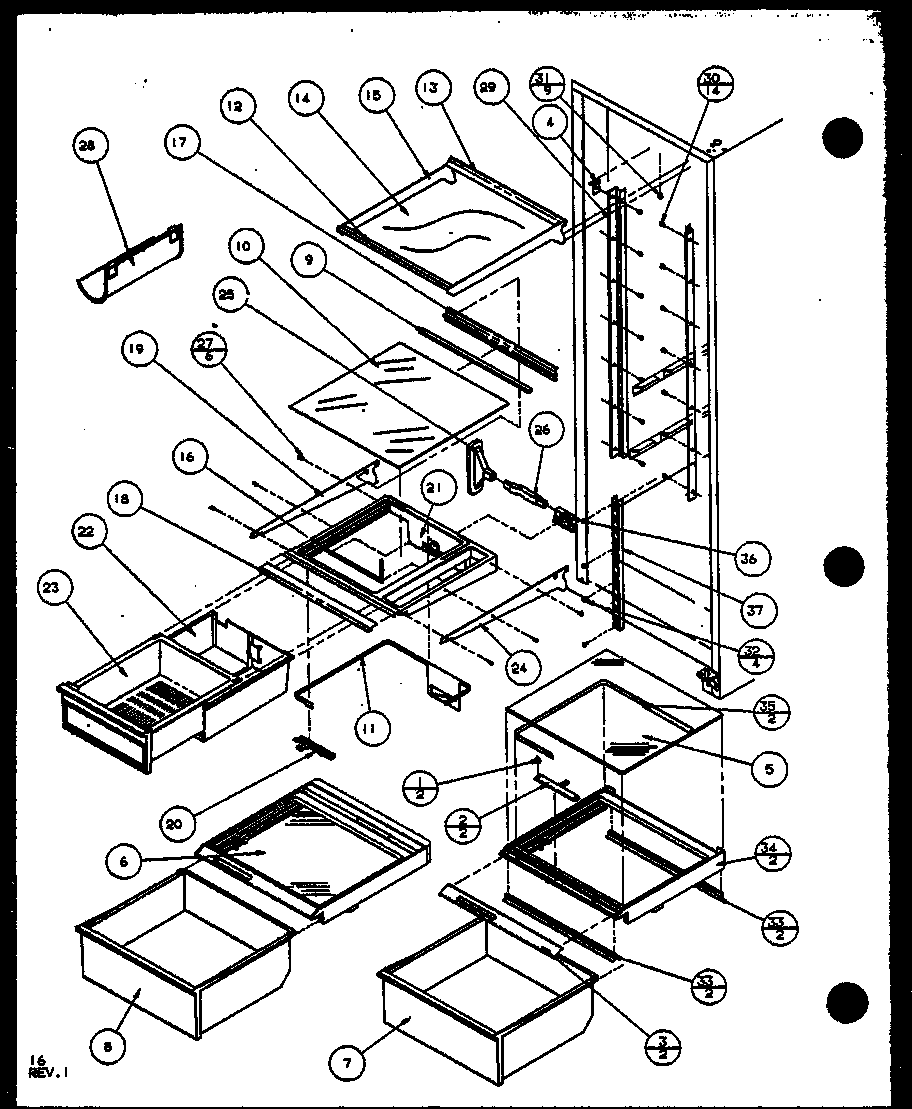 Amana SX19MW-P1121302WW refrigerator shelving and drawers (sx22ml/p1120604wl) (sx22mg/p1120604wg) (sx22mw/p1120603ww) (sx22mw/p1120604ww) (sx22ml/p1120603wl) (sx22mg/p1120603wg) diagram