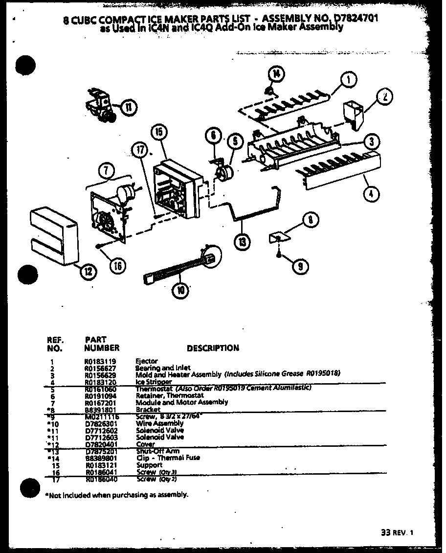 Amana SX19MW-P1121302WW 8 cubc compact ice maker (ic4n/p1110801w) diagram